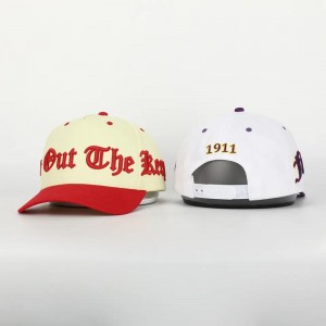 Benutzerdefinierte hochwertige 5 Panel gebogene Krempe Baumwoll Baseballkappe, 3D Stickerei Pufflogo Structured Dad Hut