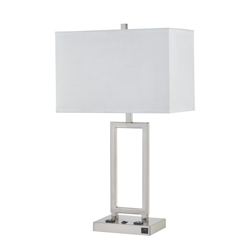Gatsby -Schreibtischlampe mit gebürstetem Nickelfinish, zwei Filialen, A auf/Off -Rockerschalter und einem USB -Anschluss