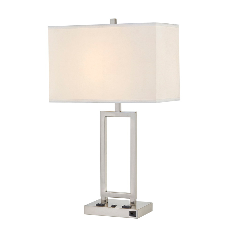 Gatsby -Schreibtischlampe mit gebürstetem Nickelfinish, zwei Filialen, A auf/Off -Rockerschalter und einem USB -Anschluss