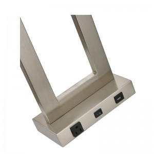 Gatsby eine leichte Tischlampe mit gebürstetem Nickelfinish, A auf/off -Rockerschalter, ein bequemer Auslass und ein USB -Anschluss