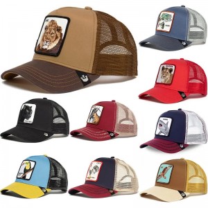 Großhandel personalisierte kundenspezifische Logo Animal Cartoon Mesh Sticked Trucker Hut