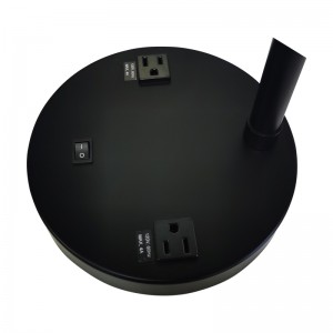 Two Töne Schreibtischlampe mit schwarzer und hellgelbem Finish, A auf/Off -Rocker -Schalter und zwei bequeme Outlets im Gästezimmer