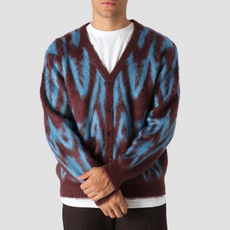 Hochwertiges maßgeschneidertes Muster gestrickt Jacquard Design Men 's Cardigan Pullover