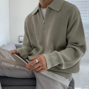 Herbst- und Winter des Pullover -Jumper -Männer verdickte halbe Rollkragenpullover -Zip -Pullover