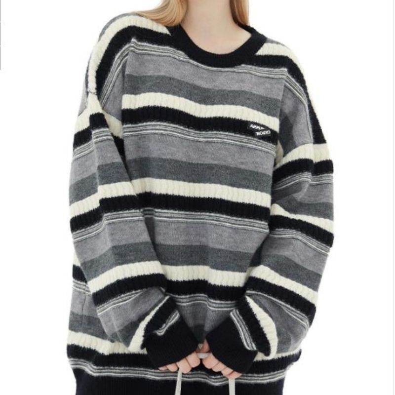 Pullover runder Nacken Langarm gestreifter Streifenpullover für Männer und Frauen