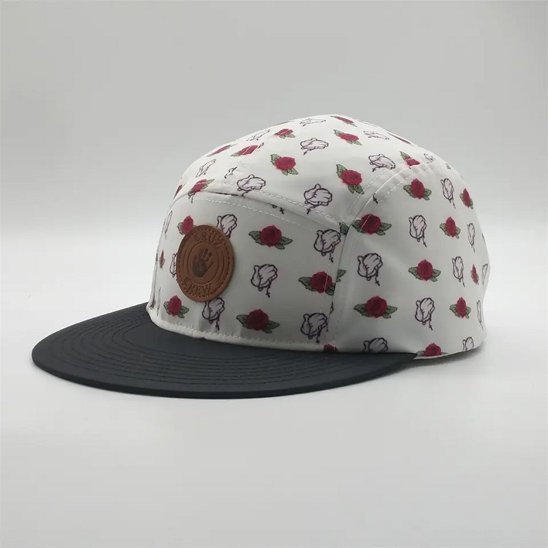 Großhandel 5 Panel Custom Leder Patch Patch Logo Snapback Hats, Polyester Kids Snapback Cap, überall über Druckcamphüte