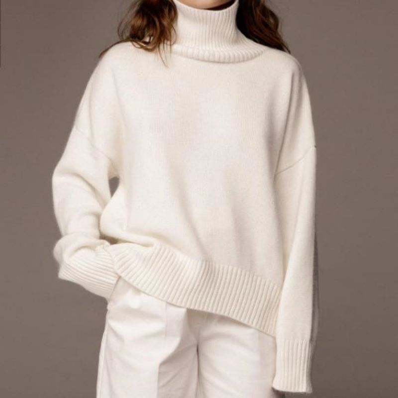 Solid Turtle Neck -Frauen losen Pullover