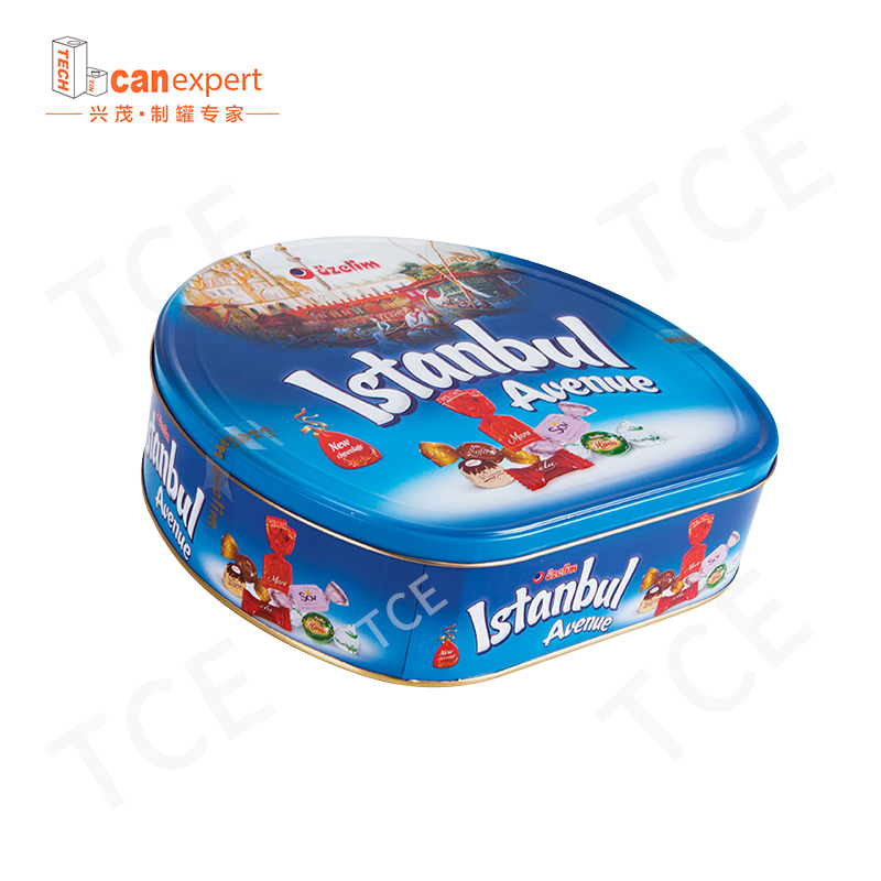 Zinndose Aktion hochwertiger Geschenkmetallverpackung Zinnbox Custom Luxury Food Grade Sechseck Rechteck kreisförmige Biscuit Chocolat