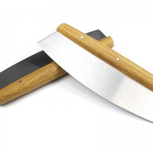 OEM/ODM 304 Edelstahl Pizza Cutter Pizza Slicer mit Eichenholzgriff