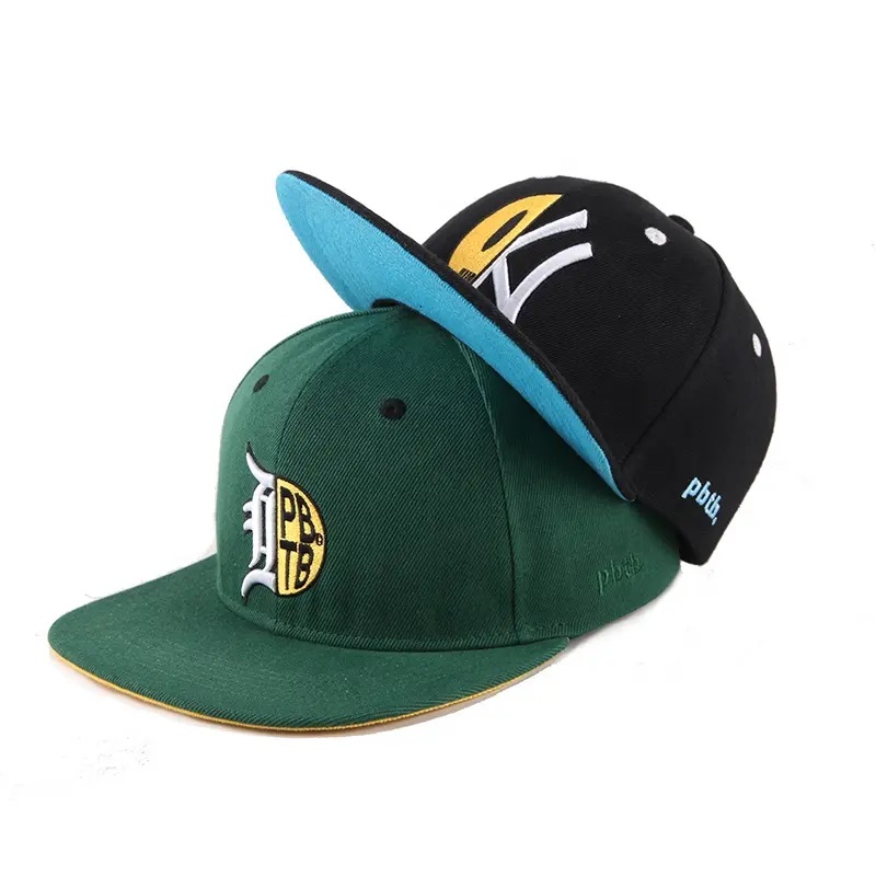 Werks Großhandel Baseballhut Custom Men Snapback Cap 6 Panel Flachrand Stickerei Eingebautes Sportkappe