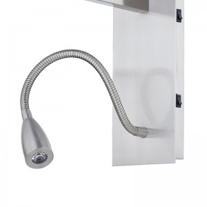 Hospitality Hotel Handwandlampe mit gebürstetem Nickelfinish und rechteckiger Stoffton im Hotel typisch Gästezimmer