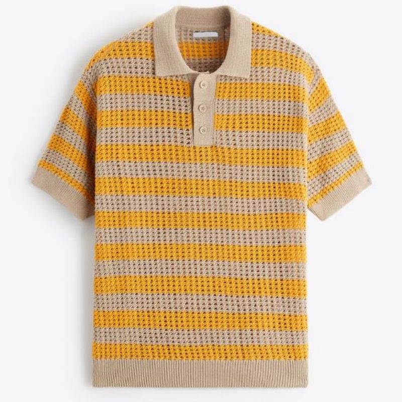 Großhandel Frühlingssommer Kurzarm Häkelgestrickte Polo -Pullover -Hemd für Männer