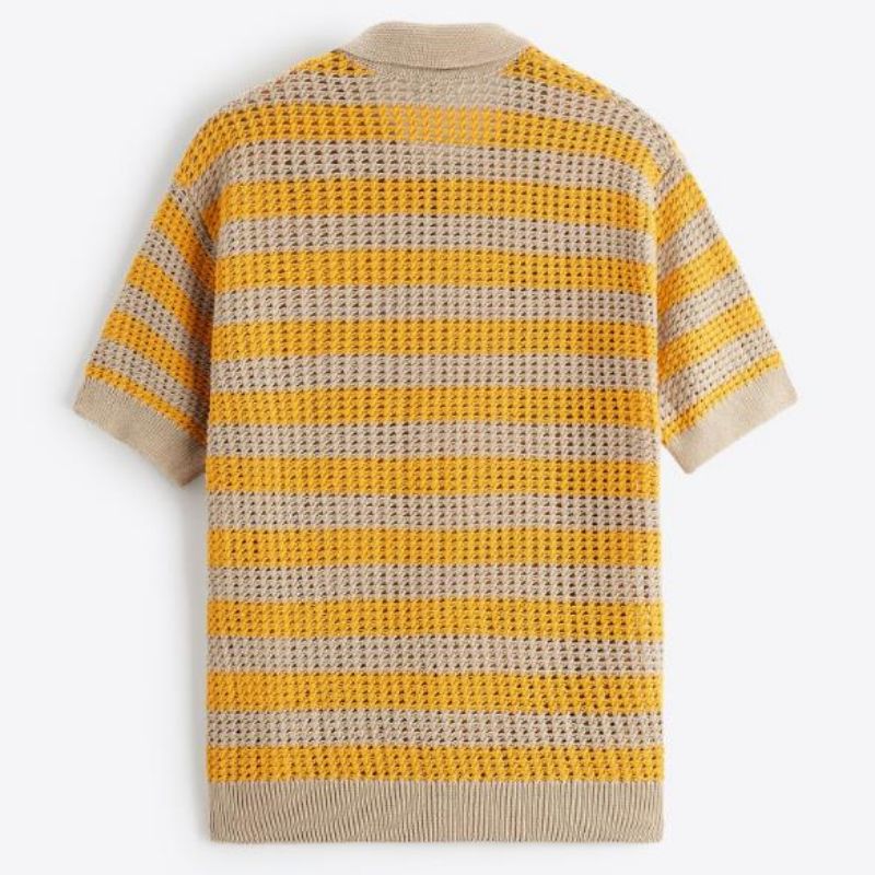 Großhandel Frühlingssommer Kurzarm Häkelgestrickte Polo -Pullover -Hemd für Männer