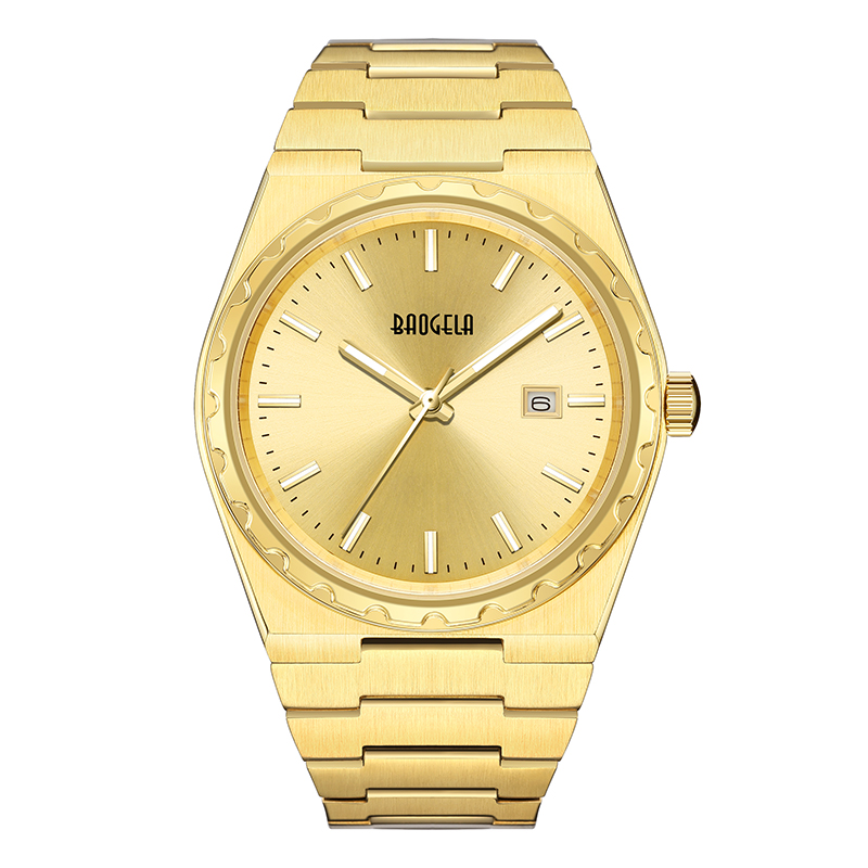 Baogela 40mm Marke All Gold Edelstahl Männer 's Armbandwatch Classic Business 50m wasserdichte Japan Bewegung Quarz Uhr für Männer 22801