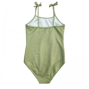 Goldene Seide Bowknot einteilige Kinder Badeanzüge