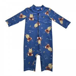 Cartoon Print Reißverschluss einteilige Kinder Badeanzüge