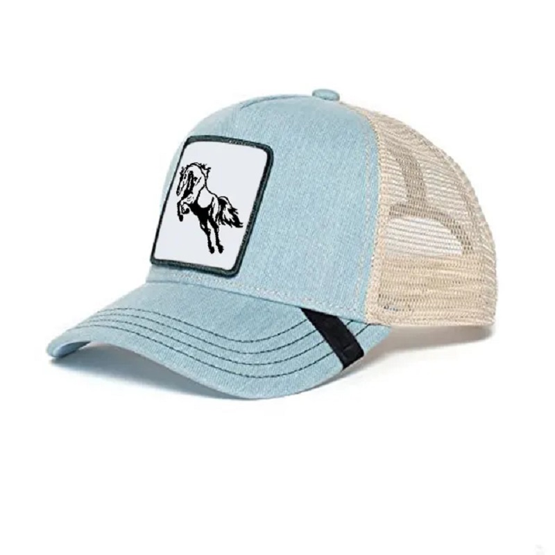 Hersteller 5 Panel 100% Polyester Herren Trucker Cap -Hüte mit maßgeschneidertem Tierfleck