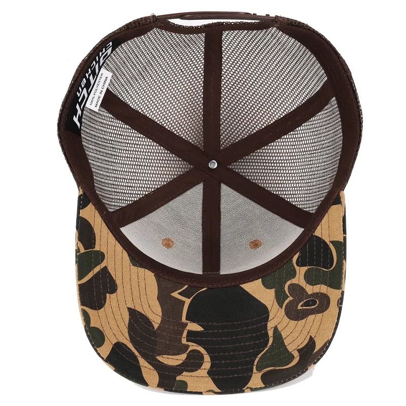 Custom Duck Brown Camo Snapback Mesh Patch Logo 6 Panel Richardson 112 Trucker Cap Hut