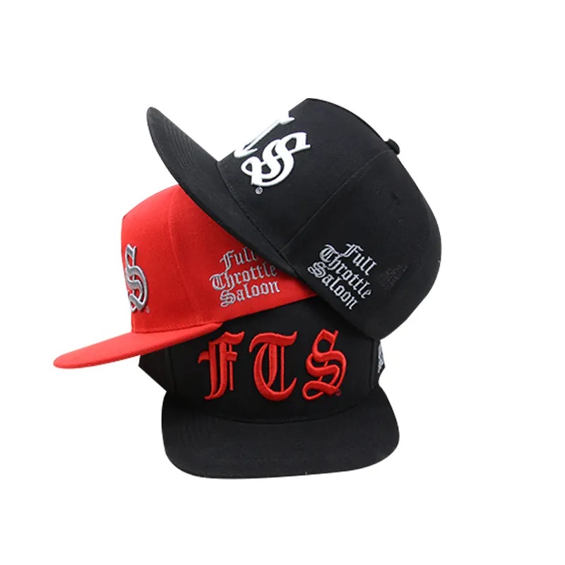 Stickerei Baumwolle Flachkrempe Erwachsene einfache Herren Hip -Hop -Hüte 5 Panel anpassen Snapback Caps Hüte mit benutzerdefiniertem Logo
