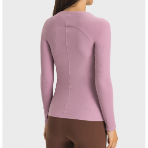 Rippen enger Ausschnitt Yoga -Hemden