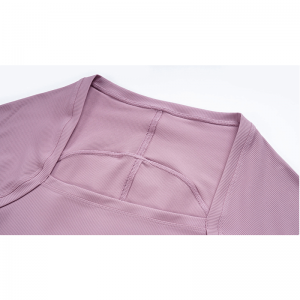 Rippen enger Ausschnitt Yoga -Hemden