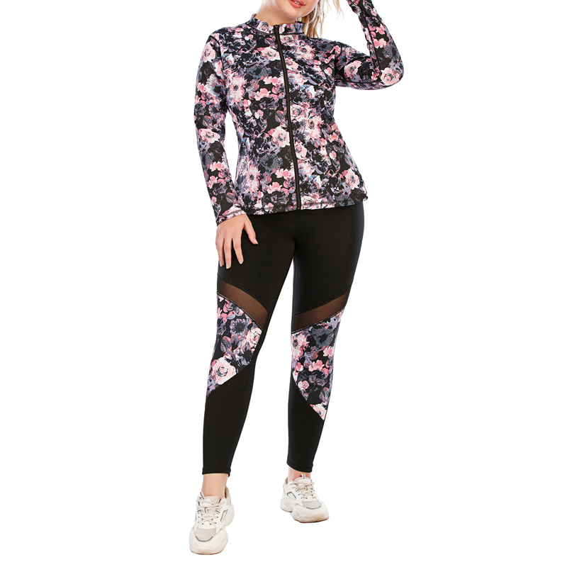 Drei Stücke florale U-Form-Yoga-Set