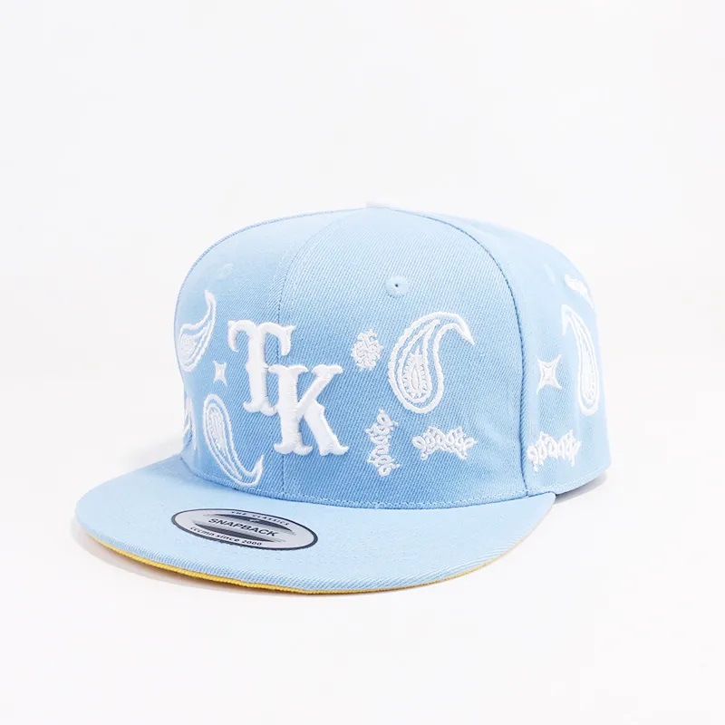 Großhandel schwarzer Snapback -Hüte 100% Acryl Hip Hop Cap Snapback Hut Stickerei Flat Bill Hüte