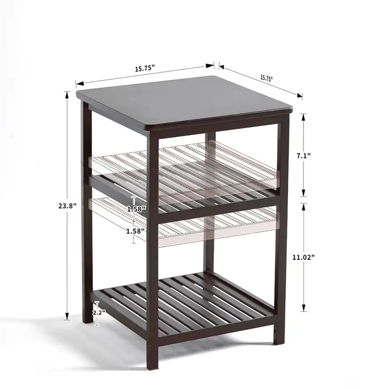 3 Ebenen Bambus Holz Nachttisch Moderner Nachttisch Runde Side End Accent Couchtisch Nacht Stand für Wohnzimmer Schlafzimmer