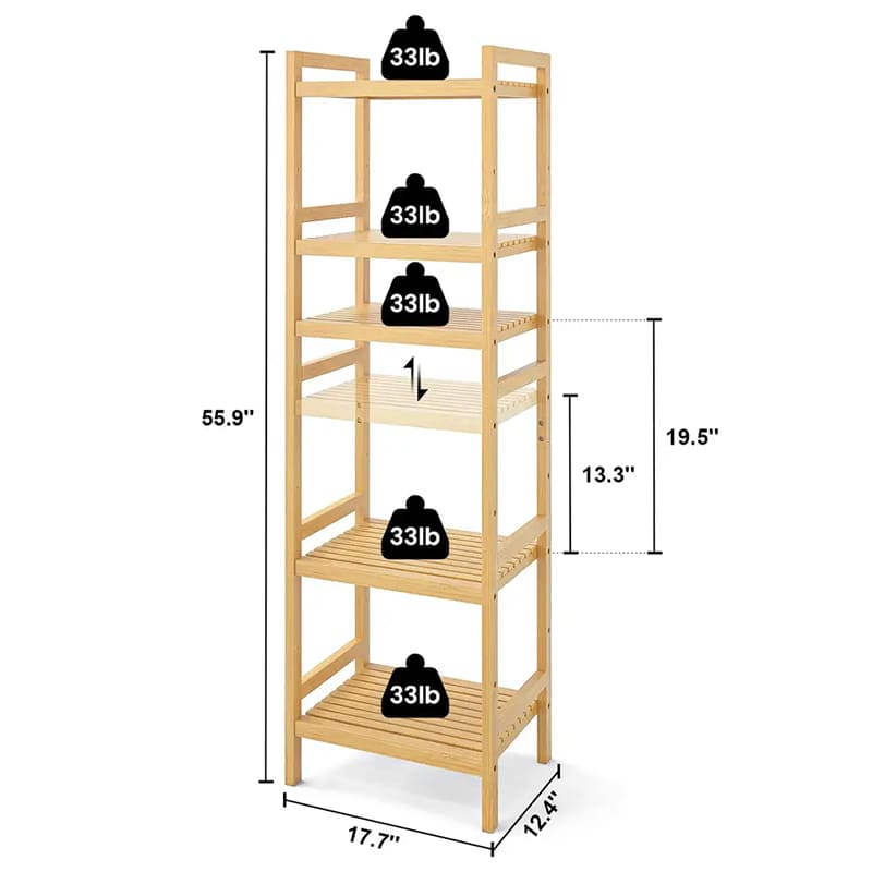 BSCI Custom 6 Stufen einstellbarer großer Bücherregalbuchregal Regal Organizer Regal Free Stand Storage Bambus Bücherregal