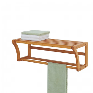 Bambus Wandmontageschelf mit Handtuchstangen