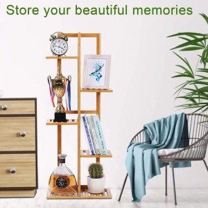 Custom Layer 6 -Stufe Multifunktionales Holz Bambusblumenregal im Freien im Freien im Freien Pflanzenständer