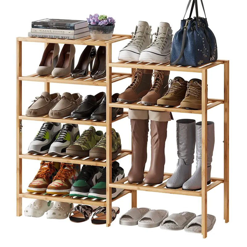 Faltbarer Schuhregaleingang Organizer Bambusschuh Rack