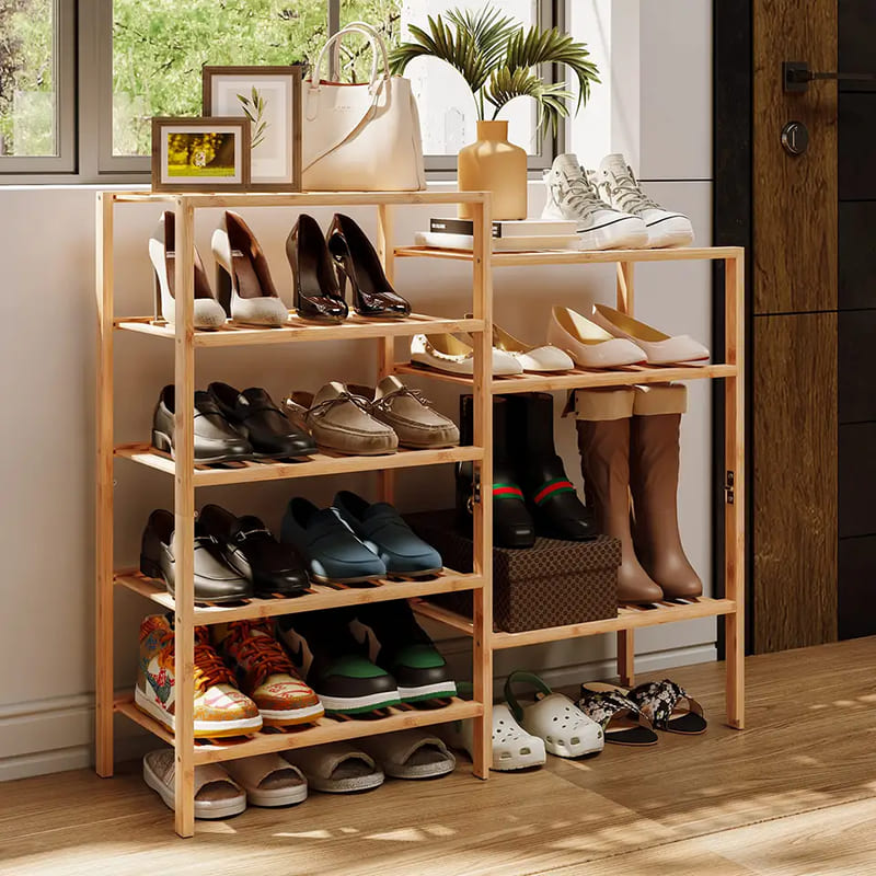 Faltbarer Schuhregaleingang Organizer Bambusschuh Rack