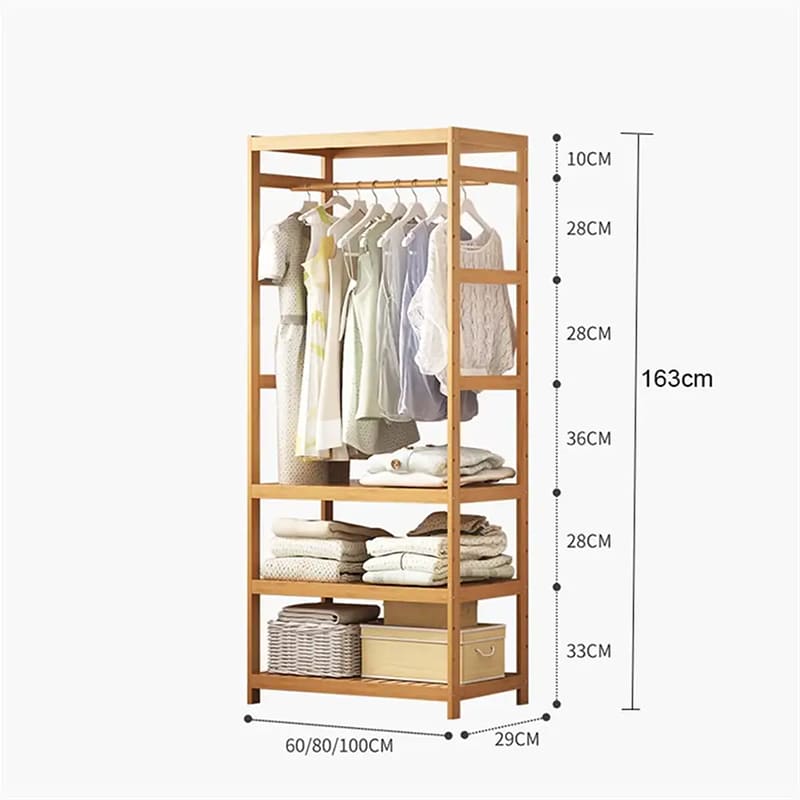 Drei -Schicht -Speicher Rack Solid Ejector Hanger Kleidungskleidung Display Bambus Rack