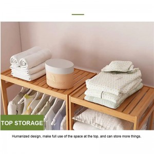 Drei -Schicht -Speicher Rack Solid Ejector Hanger Kleidungskleidung Display Bambus Rack