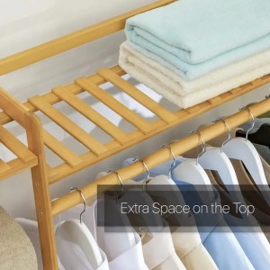 Trapezoidaler unabhängiger Bekleidungsregal Bambusgarderobe Kleidung Organizer