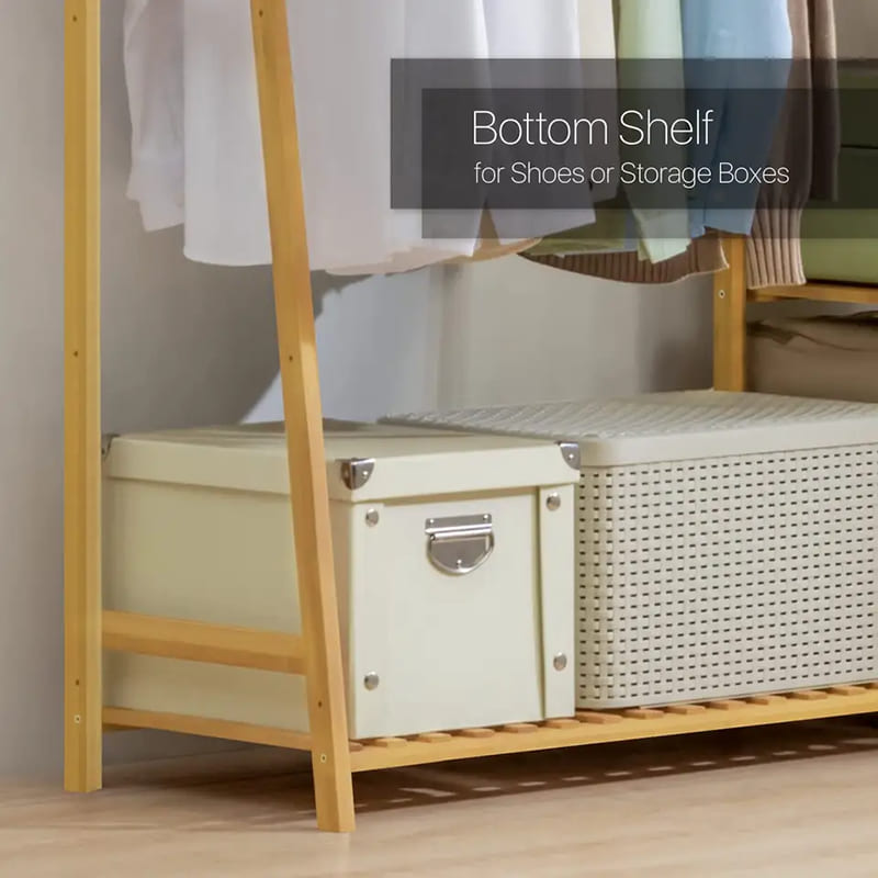 Trapezoidaler unabhängiger Bekleidungsregal Bambusgarderobe Kleidung Organizer