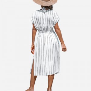 Striped Midi Cover-up-Kleid