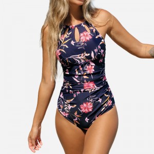 Reiche Blumenausschnitt Binden Sie ein Stück Badeanzug zurück