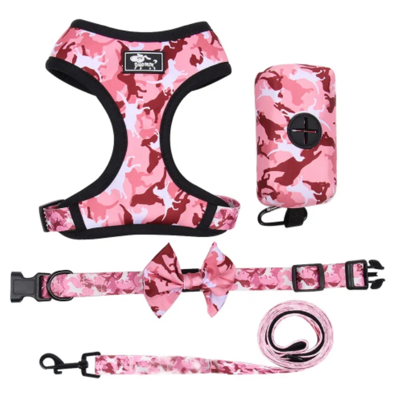 Custom Luxury Welpe Leinenkragen Verstellbares Pet Poop -Bag Bandana Reversible und atmungsaktives Neopren -Hundeteilchen Sets