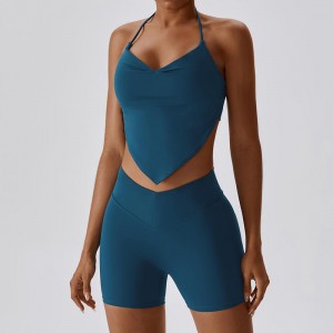 SC1065 2023 Neues benutzerdefiniertes aktives Wear Yoga -Anzug Set Fitness v Schnittrückback Yoga Shorts Yoga Fitness Sets