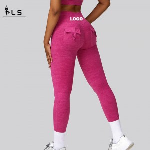 SC1093 Frauen Workout Leggings hohe Taille Workout Scrunch Butt Leggings mit Taschen