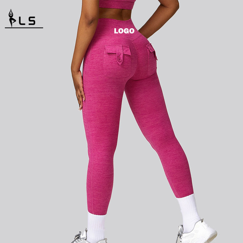 SC1093 Frauen Workout Leggings hohe Taille Workout Scrunch Butt Leggings mit Taschen