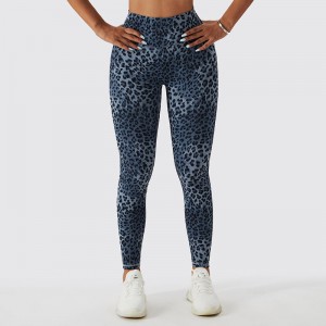 SC10112 Seamless Leopardenmuster hoher Taille Fitness Legging Femme Rippes Scrunch Bum Leggings Yogahosen