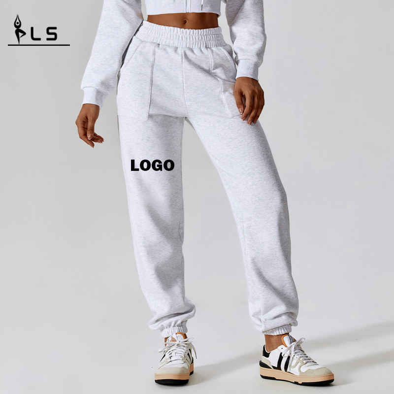 SC10114 Frauen Fleece Elastic Taille warm warm lose Jogger Winter Joggpants Sport thermische Laufhose