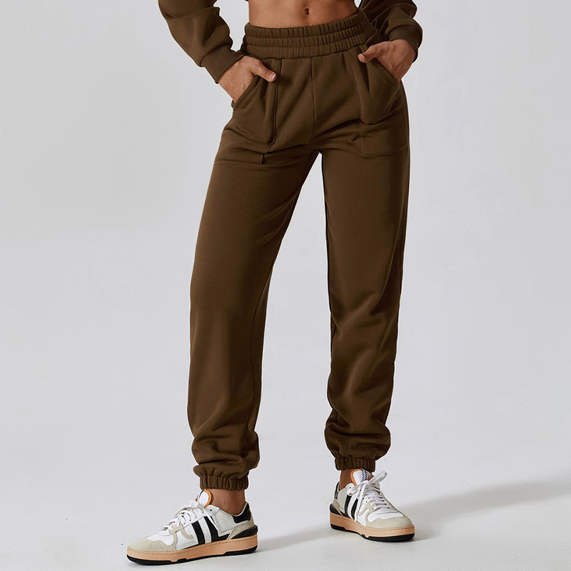 SC10114 Frauen Fleece Elastic Taille warm warm lose Jogger Winter Joggpants Sport thermische Laufhose