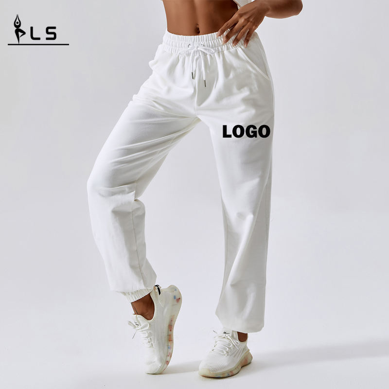 SC10129 Solid elastische Taille Jogginghose Women 's Baggy Sports Lose Hosen Jogger hohe Taillenhosen