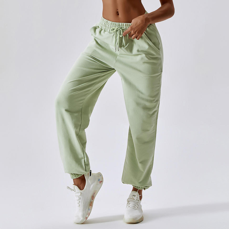 SC10129 Solid elastische Taille Jogginghose Women 's Baggy Sports Lose Hosen Jogger hohe Taillenhosen