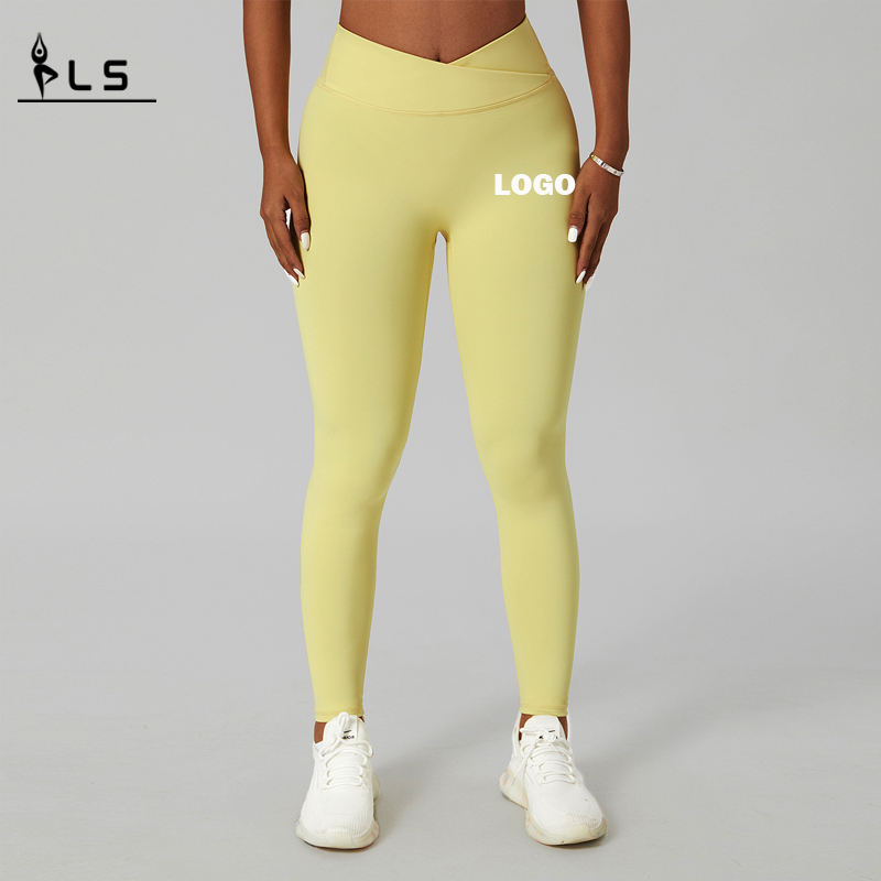 SC101012nahtloser Nylon -Elastane -Leggings für Frauen, die atmungsaktive V -Form -Leggings Yogahosen drücken