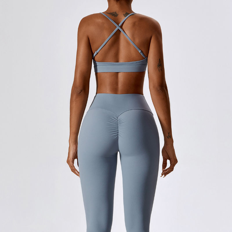 SC10164 Cross Back Yoga Sport Bra Hohe Impact gepolstert Logo Frauen Training Sport BH Großhandel Yoga Ernte